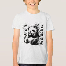 Charmant Zwart-wit Waterverf Panda T-shirt