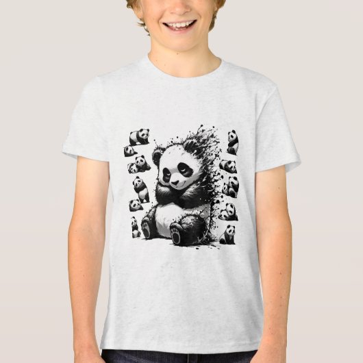 Charmant Zwart-wit Waterverf Panda T-shirt (Voorkant)