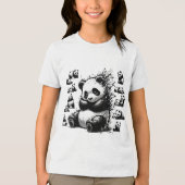 Charmant Zwart-wit Waterverf Panda T-shirt (Voorkant)