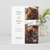 Charmante 2 foto's minimale bruiloft QR-code Save The Date (Staand voorkant)