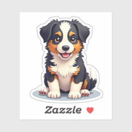 Charmante 3D Australische Herder Pup, Vriendelijk, Sticker