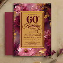 Charmante 60e verjaardag Bourgogne rozen gouden ui