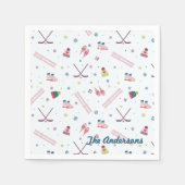 Charmante aangepaste wintersport roze blauw servet (Voorkant)