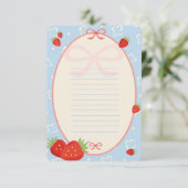 Charmante aardbei en lint notitiekaart, groet bedankkaart (Staand voorkant)