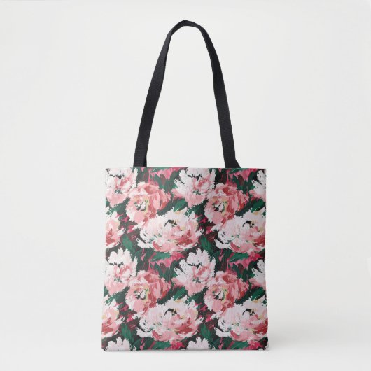 Charmante Abract Waterverf Pioenrozen Tote Bag (Voorkant)