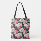 Charmante Abract Waterverf Pioenrozen Tote Bag (Achterkant)