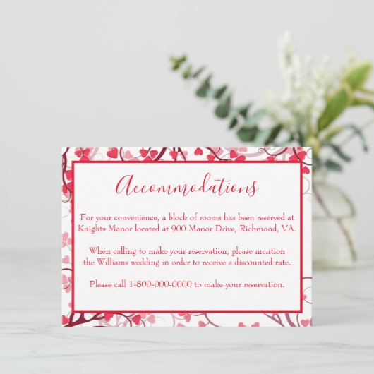 Charmante Accommodatie Rode Harten Informatiekaartje (Staand voorkant)