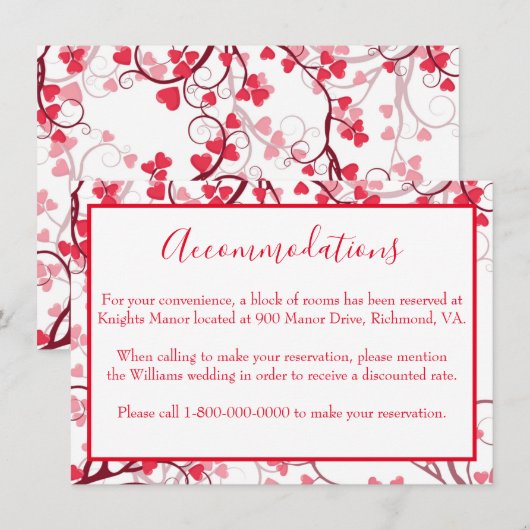 Charmante Accommodatie Rode Harten Informatiekaartje (Voorkant / Achterkant)