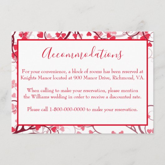 Charmante accommodaties Red Hearts Informatiekaartje (Voorkant)