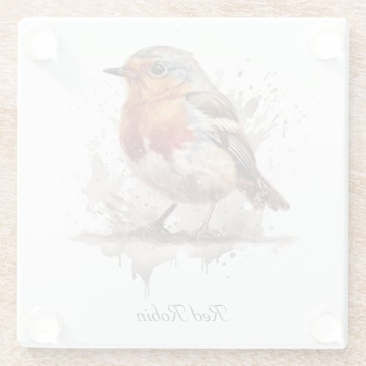Charmante Achtertuin Robin, op maat Glazen Onderzetter (Achterkant)