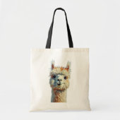 Charmante Alpaca Canvas tas olieverfstijl (Voorkant)