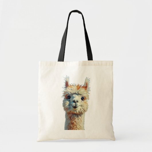 Charmante Alpaca Canvas tas olieverfstijl (Voorkant)