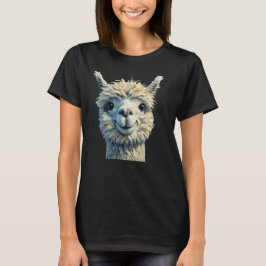 Charmante Alpaca T-Shirt Olieverfstijl