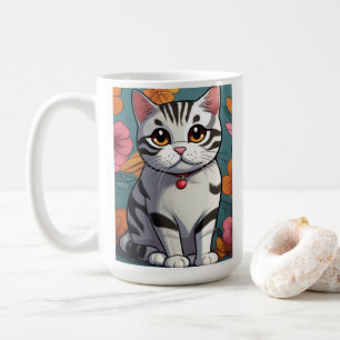 Charmante Amerikaanse Korthaar Kat Bloemenkunst Koffiemok