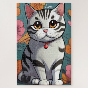Charmante Amerikaanse Korthaar Kat Bloemenkunst Legpuzzel