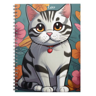Charmante Amerikaanse Korthaar Kat Bloemenkunst Notitieboek