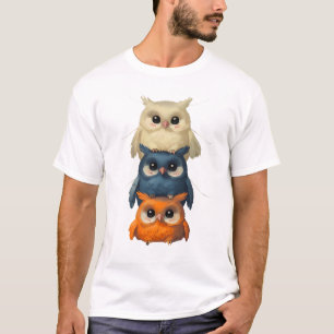 Charmante Anime-stijl uilen gestapeld T-shirt