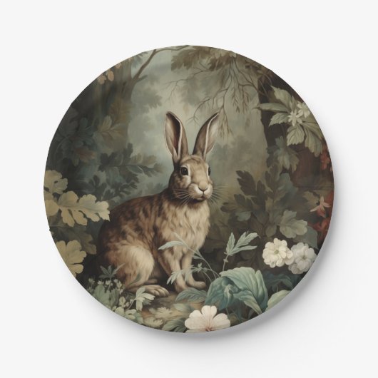 Charmante Antiek haas in het weelderige bos Papieren Bordje (Voorkant)