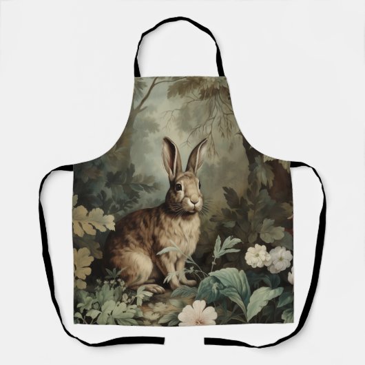 Charmante Antiek haas in het weelderige bos Schort (Voorkant)