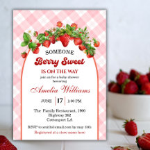 Charmante Arch Pink Strawberry Gingham Baby shower