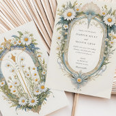 Charmante Art Nouveau Daisy Bloemen Huwelijk Kaart