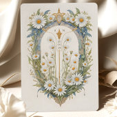 Charmante Art Nouveau Daisy Bloemen Huwelijk Kaart