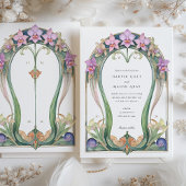 Charmante Art Nouveau Orchideeën Bloemenbruiloft Kaart