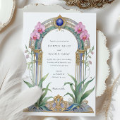 Charmante Art Nouveau Orchideeën Bloemenbruiloft Kaart