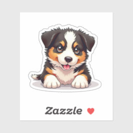 Charmante Australian Shepherd Pup, 3D Fluffiness, Sticker