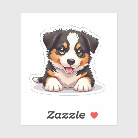 Charmante Australian Shepherd Pup, 3D Fluffiness, Sticker (Vel)