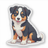 Charmante Australische herder, 3D Whimsy, klein Sticker (Voorkant)