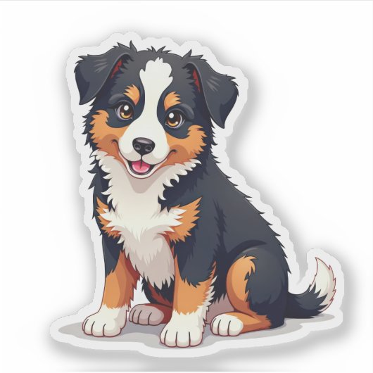 Charmante Australische herder, 3D Whimsy, klein Sticker (Voorkant)