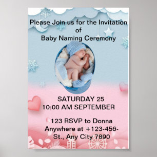 Charmante Baby Naming Uitnodiging Poster