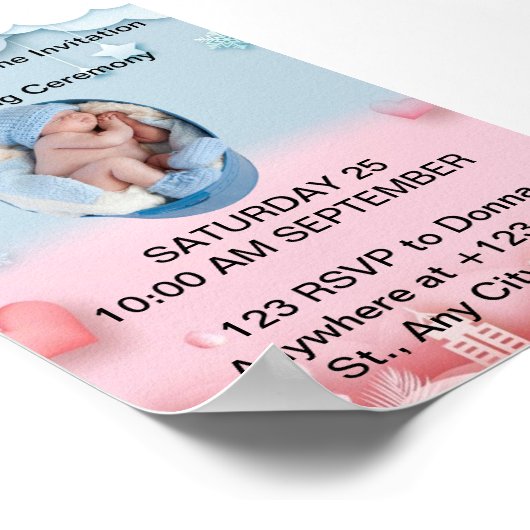 Charmante Baby Naming Uitnodiging Poster (Hoek)