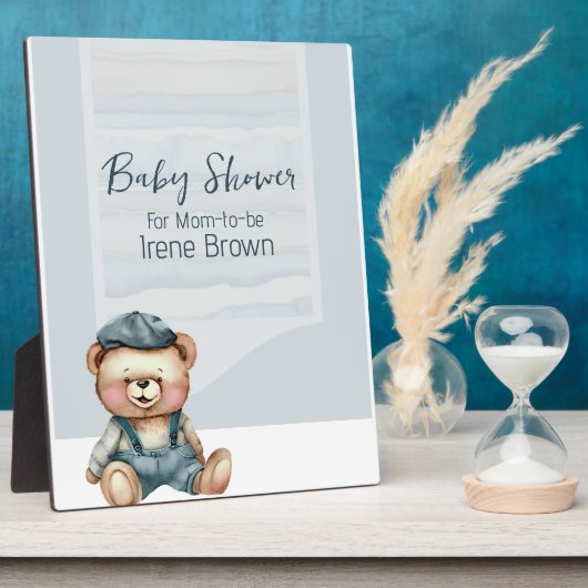 Charmante Baby shower Tafelblad Plaque met Ezel Fotoplaat (Zijkant)
