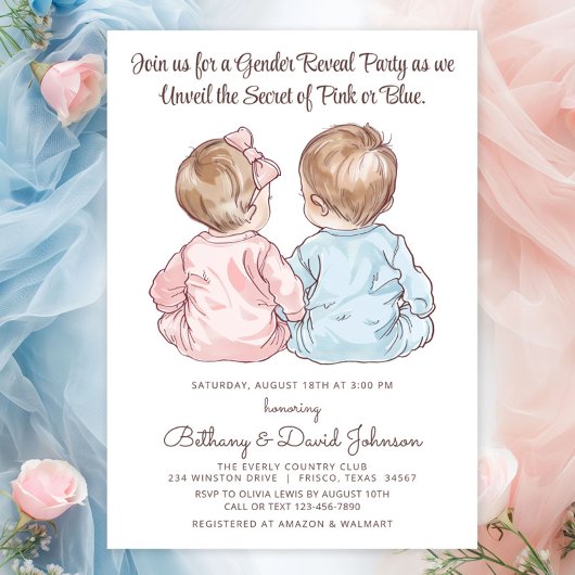 Charmante baby's in pyjama Geslacht onthullen Part Kaart