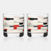 Charmante bakstenen stijlprint whisky glas (Rechts)