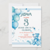 Charmante ballonnen en Teddy Bear verjaardagsfeest Kaart (Voorkant)