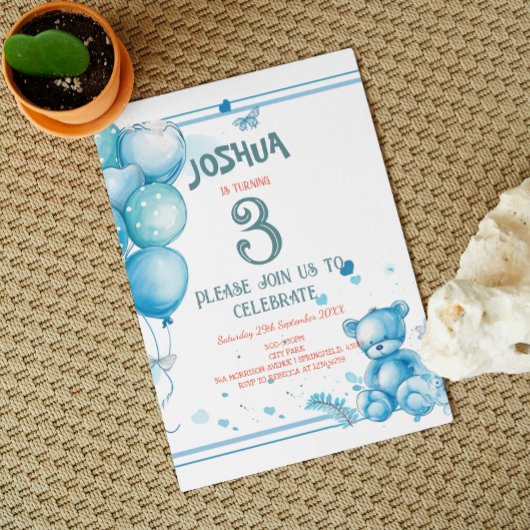 Charmante ballonnen en Teddy Bear verjaardagsfeest Kaart