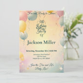 Charmante Ballonverjaardag - Schattigee Vogel Rode Kaart (Staand voorkant)