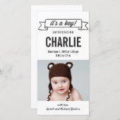 Charmante Banner Baby Boy Geboorteaankondiging Aankondiging (Voorkant / Achterkant)