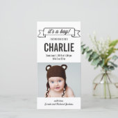 Charmante Banner Baby Boy Geboorteaankondiging Aankondiging (Staand voorkant)