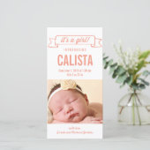 Charmante Banner Baby Girl Geboorteaankondiging Aankondiging (Staand voorkant)