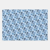 Charmante Bar Mitzvah Handlettering Joods Blauw Pl Inpakpapier Vel (Voorkant)