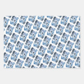 Charmante Bar Mitzvah Handlettering Joods Blauw Pl Inpakpapier Vel (Voorkant 3)