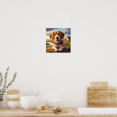 Charmante Beagle in een rustieke landschap Poster (Keuken)