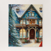 Charmante Bed N Breakfast Victoriaans Huis Kerst Legpuzzel (Verticaal)