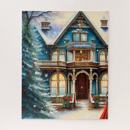 Charmante Bed N Breakfast Victoriaans Huis Kerst Legpuzzel (Verticaal)