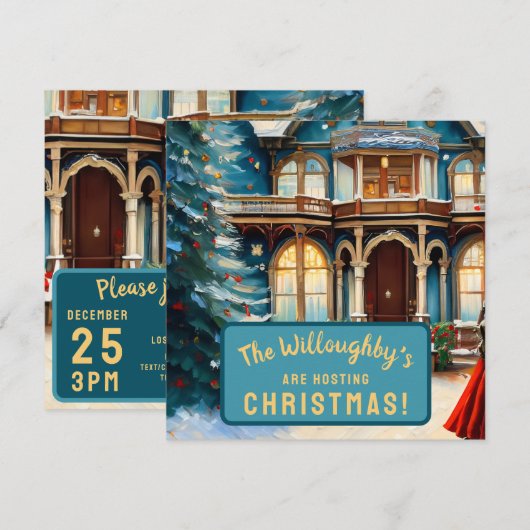 Charmante Bed N Breakfast Victoriaans Huis Kerst Save The Date (Voorkant / Achterkant)