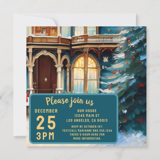 Charmante Bed N Breakfast Victoriaans Huis Kerst Save The Date (Achterkant)